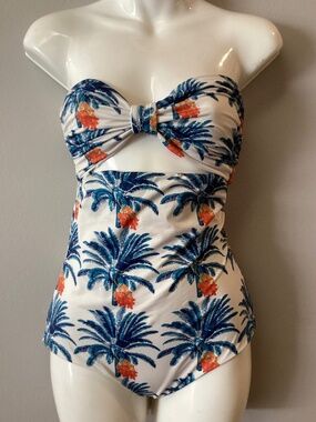 Juan de Dios Lili strapless one piece tropical swimsuit